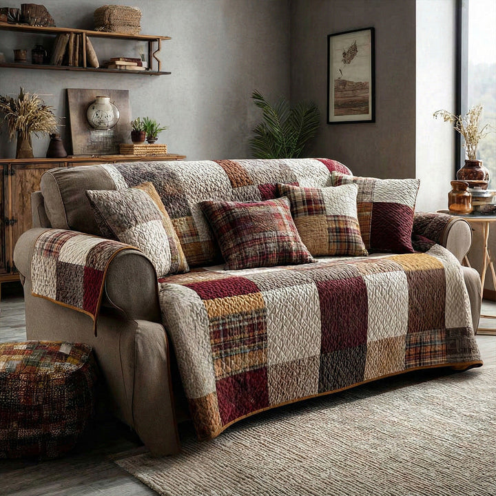 Quilted Patchwork Rustic Sofa Cover – Louise London