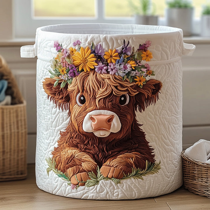 Quilted laundry basket with soft calfskin by Louise London