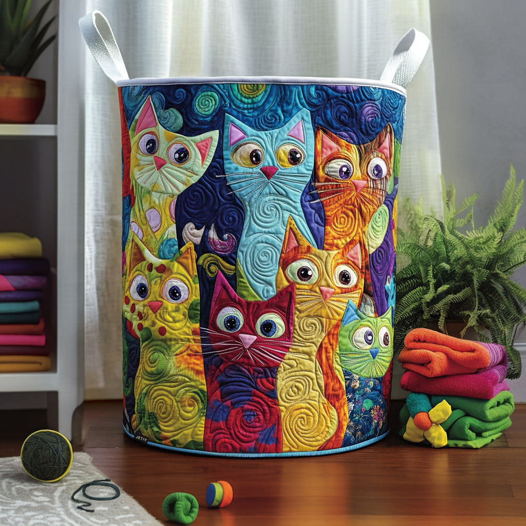 Quilted Cat-Shaped Laundry Basket