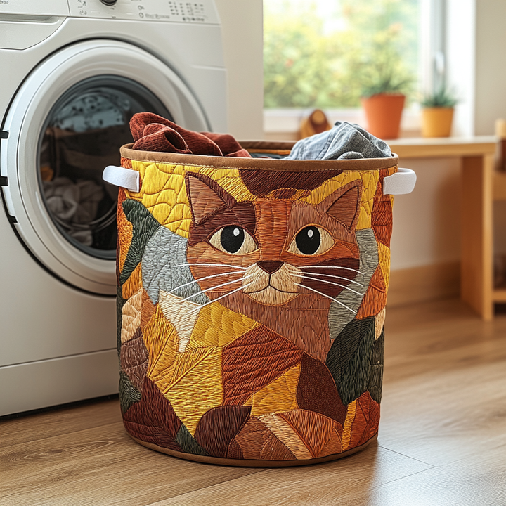 Quilted laundry basket with cats by Louise London