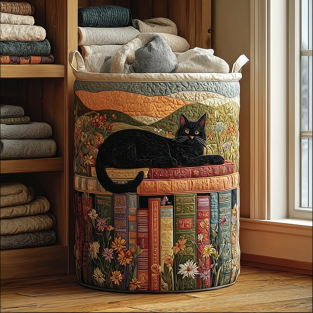 Quilted laundry basket with cats by Louise London