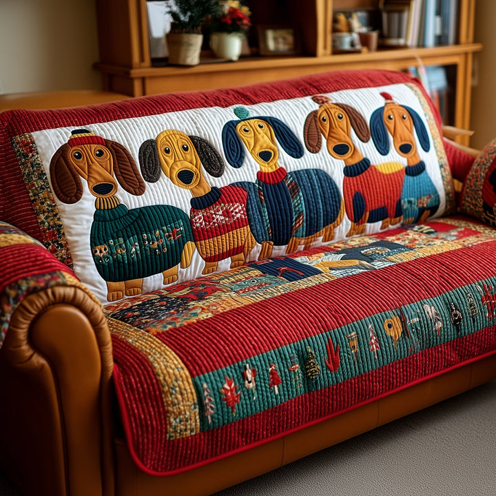 Quilted sofa cover with dachshund – Louise London