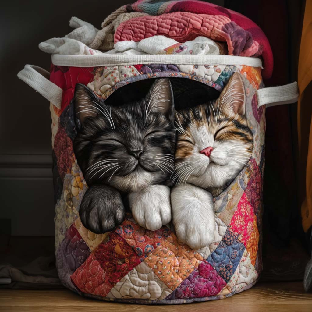 Quilted laundry basket with cute couple by Louise London