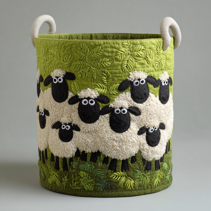 Padded laundry basket with sheep by Louise London