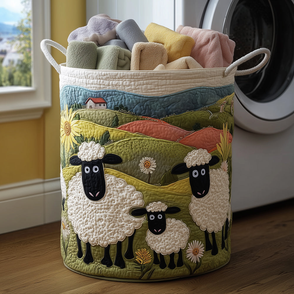 Quilted laundry basket with little sheep NCU0TH3024