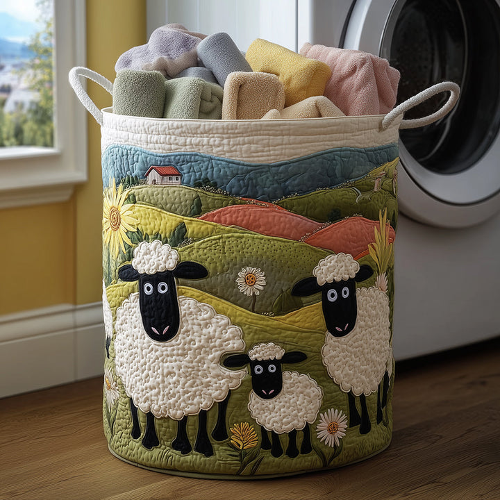 Quilted laundry basket with little sheep NCU0TH3024