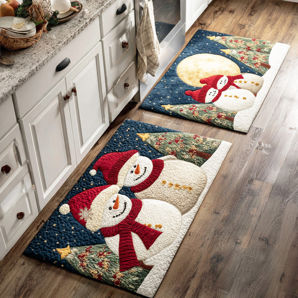 Winter Non-Slip Kitchen Rug with Snowman by Louise London