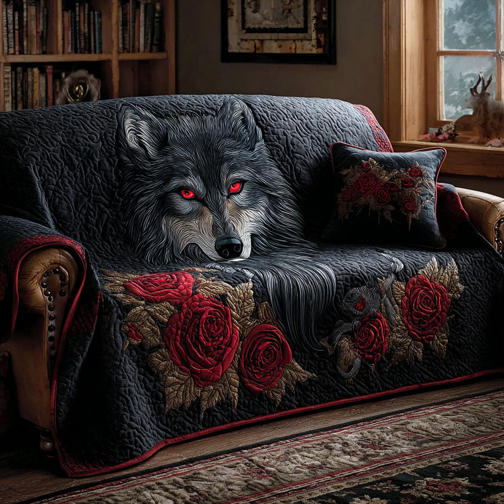 Quilted Sofa Cover Crimson Howl – Louise London
