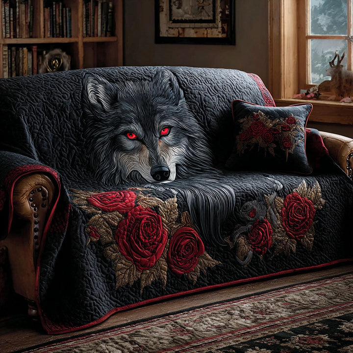 Quilted Sofa Cover Crimson Howl – Louise London