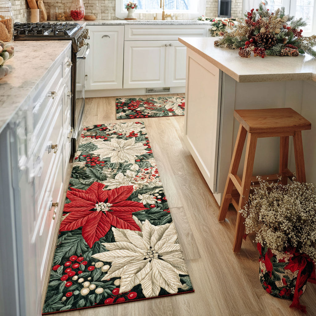 Non-slip kitchen rug with crimson path by Louise London
