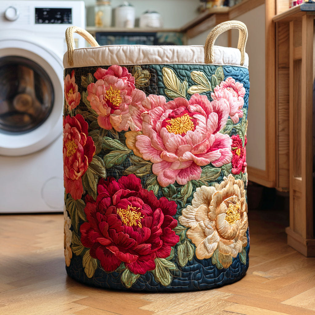 Quilted laundry basket with autumn leaves by Louise London