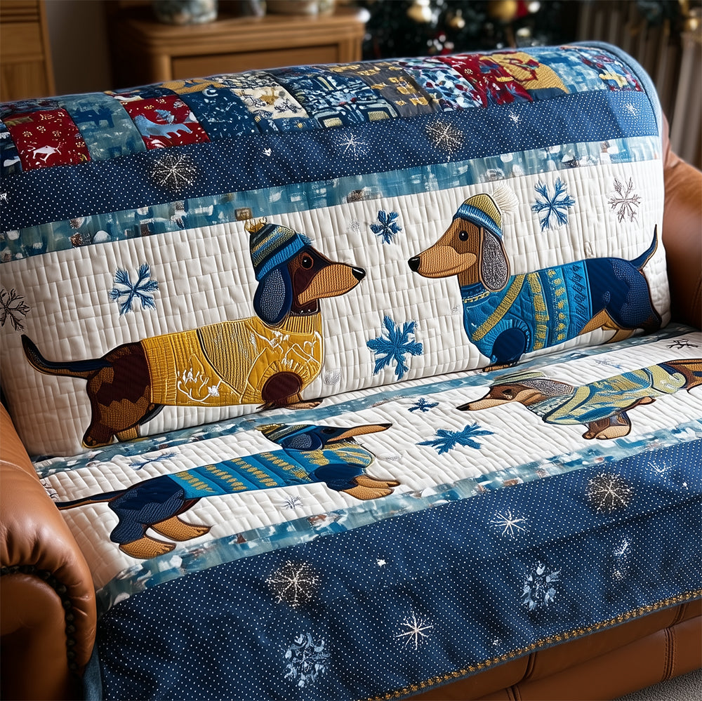 Quilted sofa cover with a pair of dachshunds – Louise London