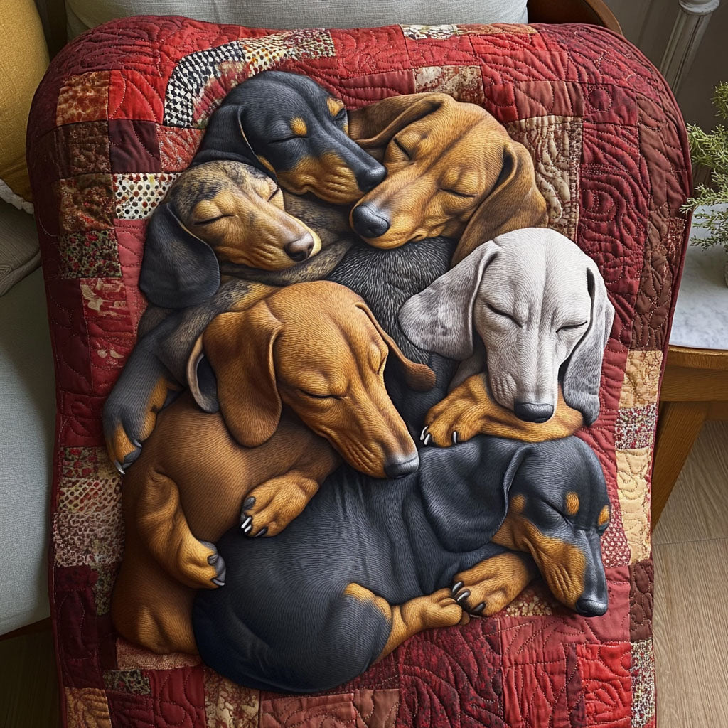 Dachshund Delight Quilted Blanket – Louise London quilted blanket