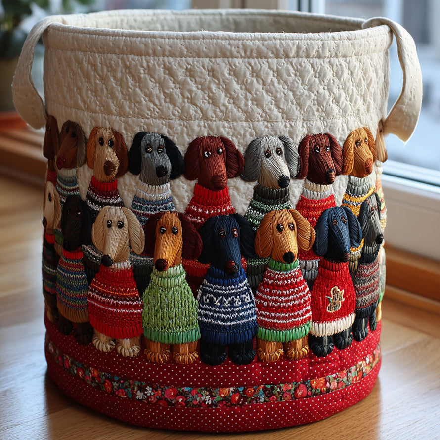 Padded Laundry Basket with Dachshund by Louise London