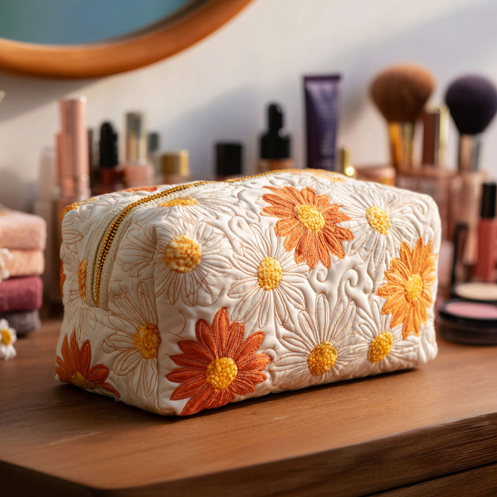 Daisy Charm quilted makeup bag – Louise London