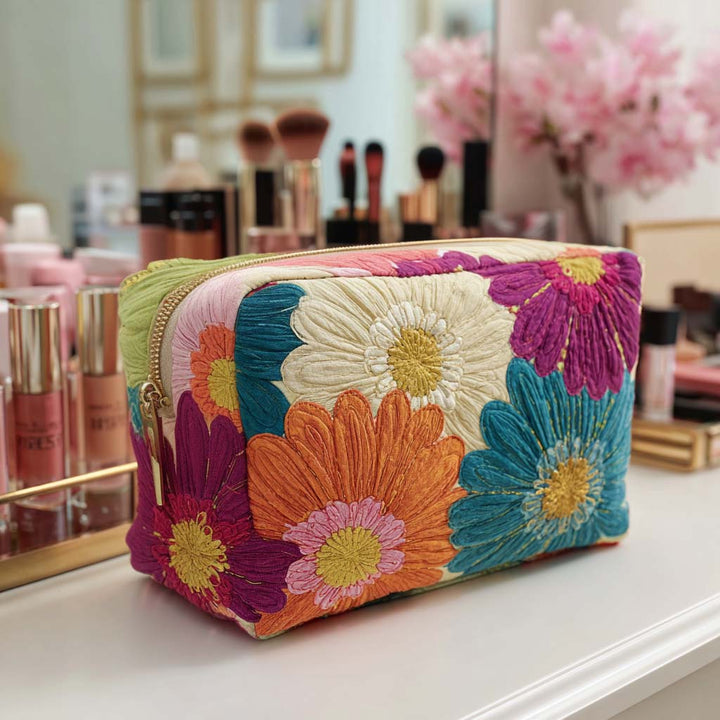 Daisy Glow quilted makeup bag – Louise London
