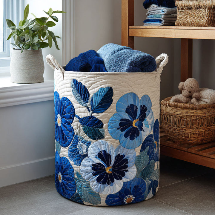 Quilted laundry basket with floral pattern by Louise London