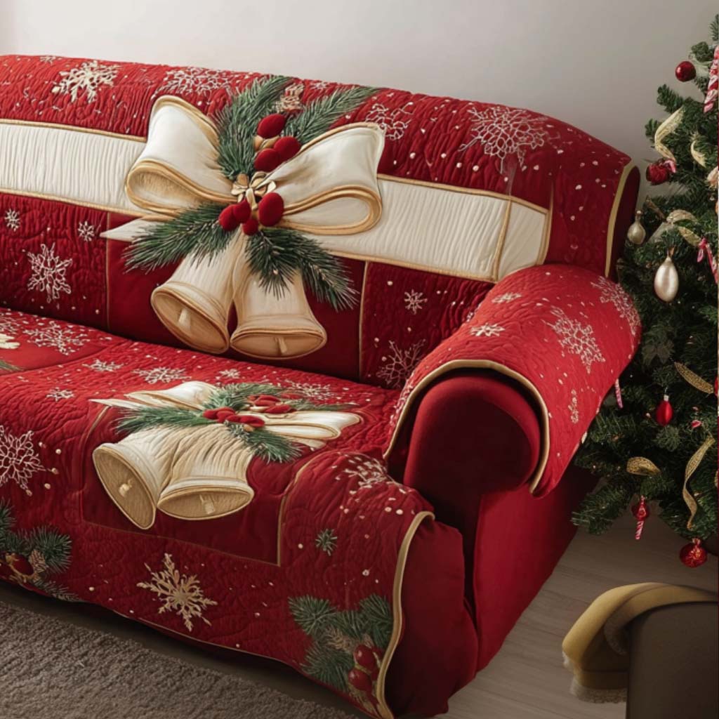 Quilted sofa cover with Christmas pattern