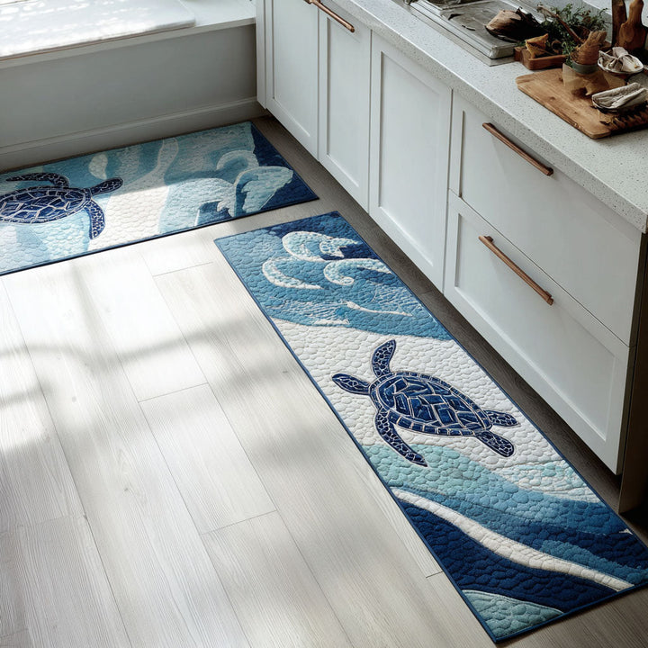Non-slip kitchen mat with deep blue sea by Louise London
