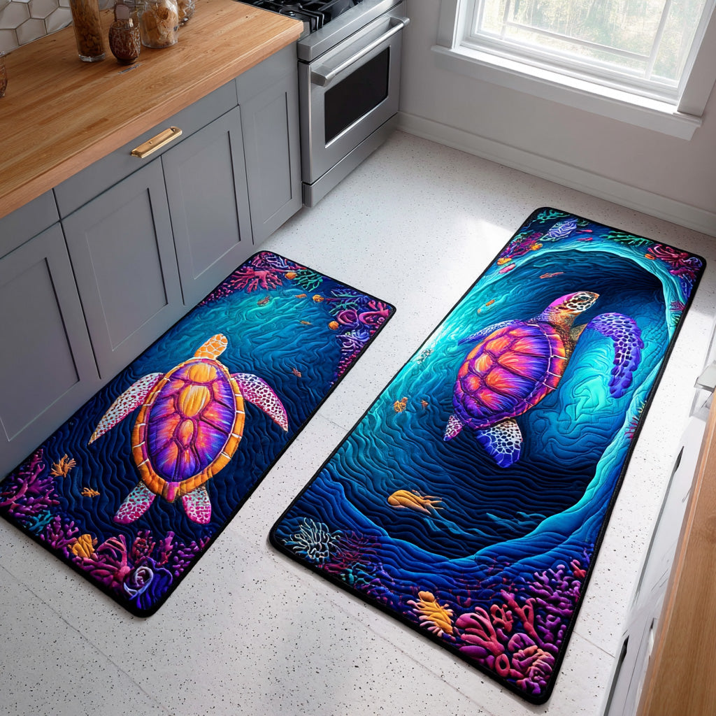Non-slip kitchen rug with deep blue sea by Louise London