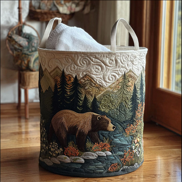 Quilted laundry basket with deep forest landscape NCU0PTT1741