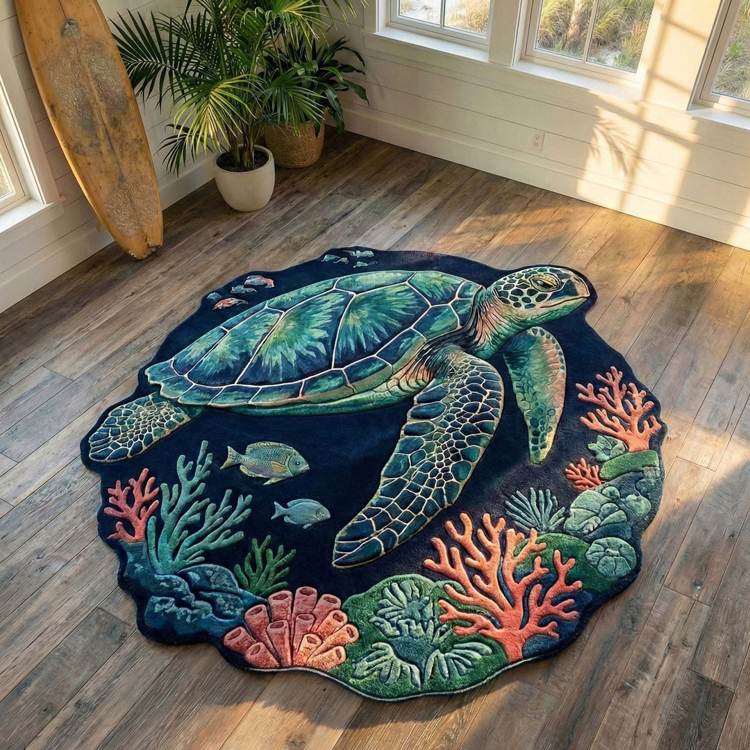 Custom Shaped Area Rug Deep Turtle NCU0HH1972