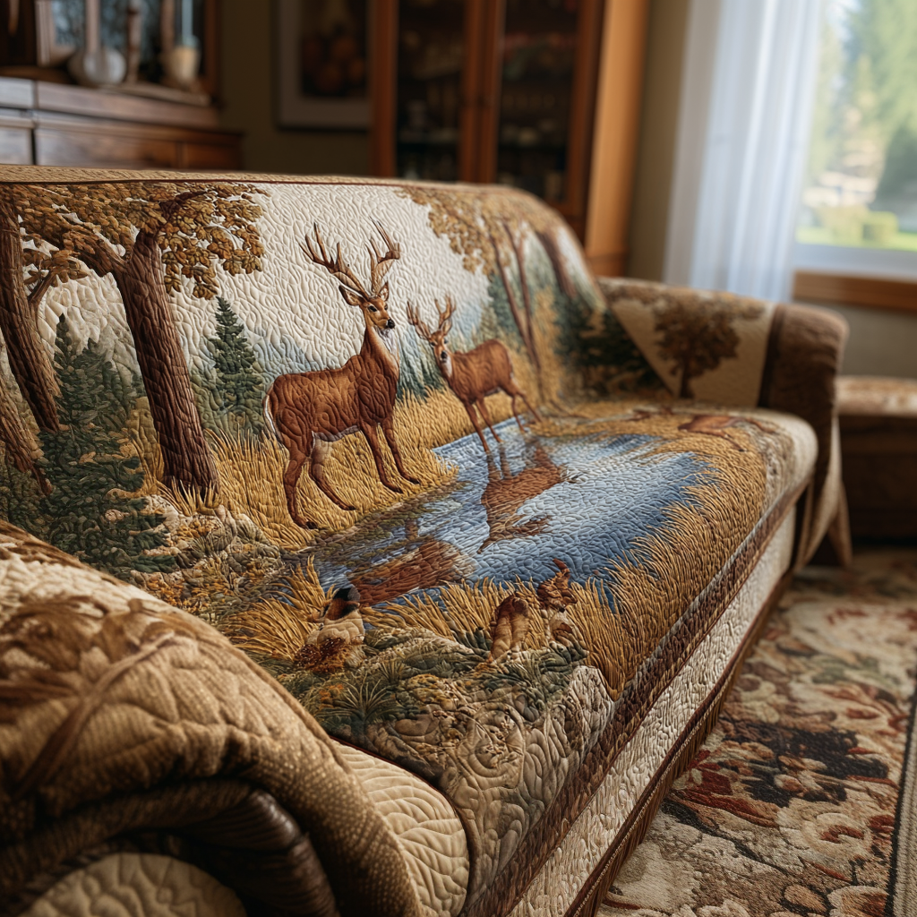 Quilted Sofa Cover with Deer NCU0VT336