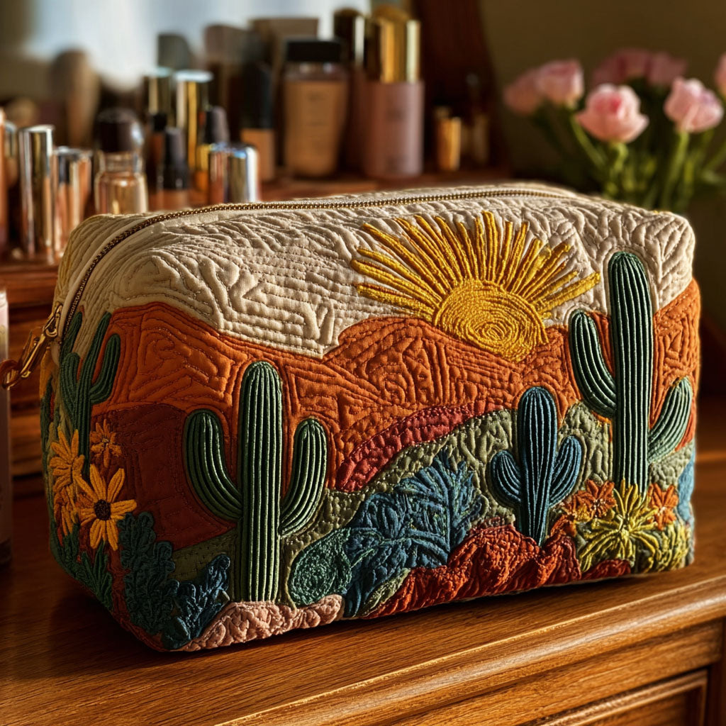 Desert Flora quilted makeup bag – Louise London