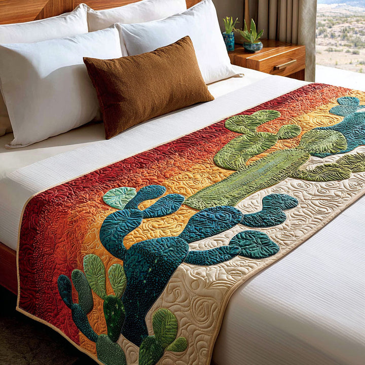 Desert Starburst quilted bed runner by Louise London