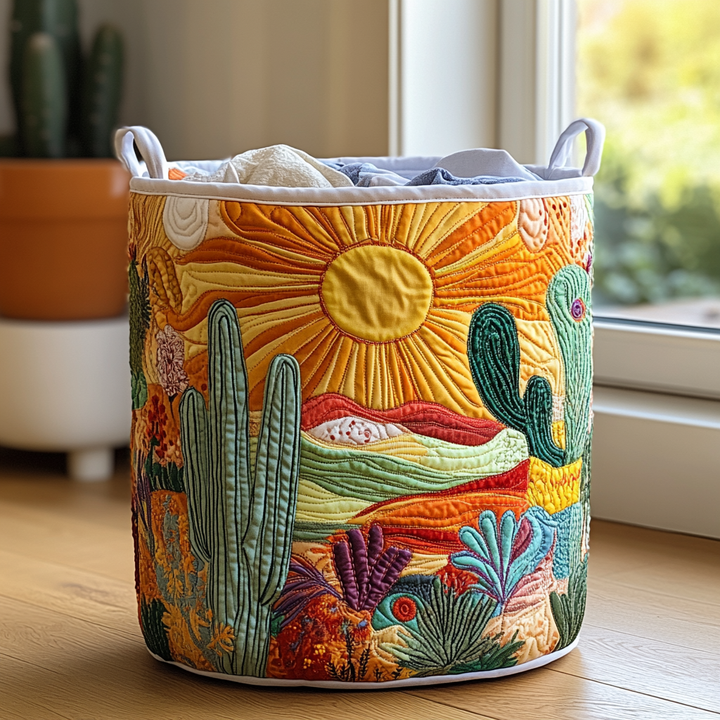 Quilted laundry basket with floral pattern NCU0QN003