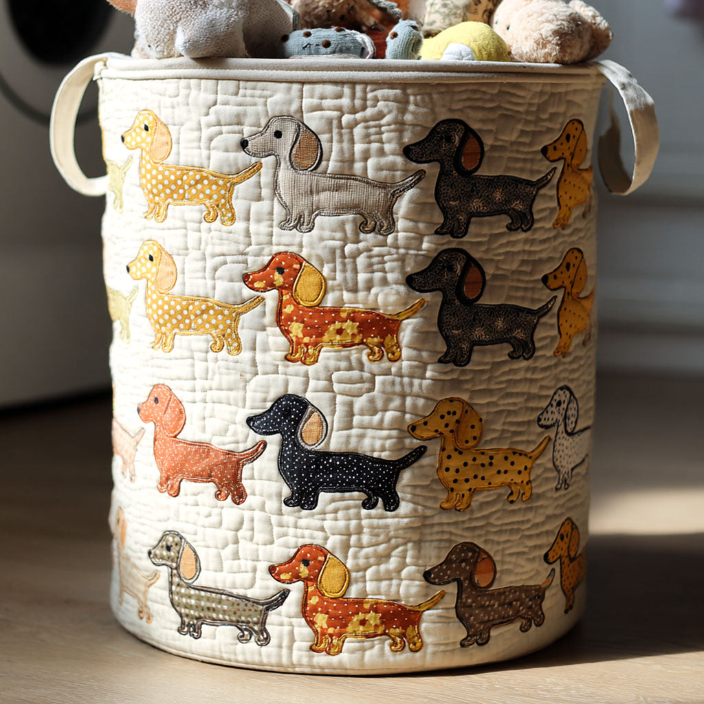 Quilted Laundry Basket with Dachshund by Louise London