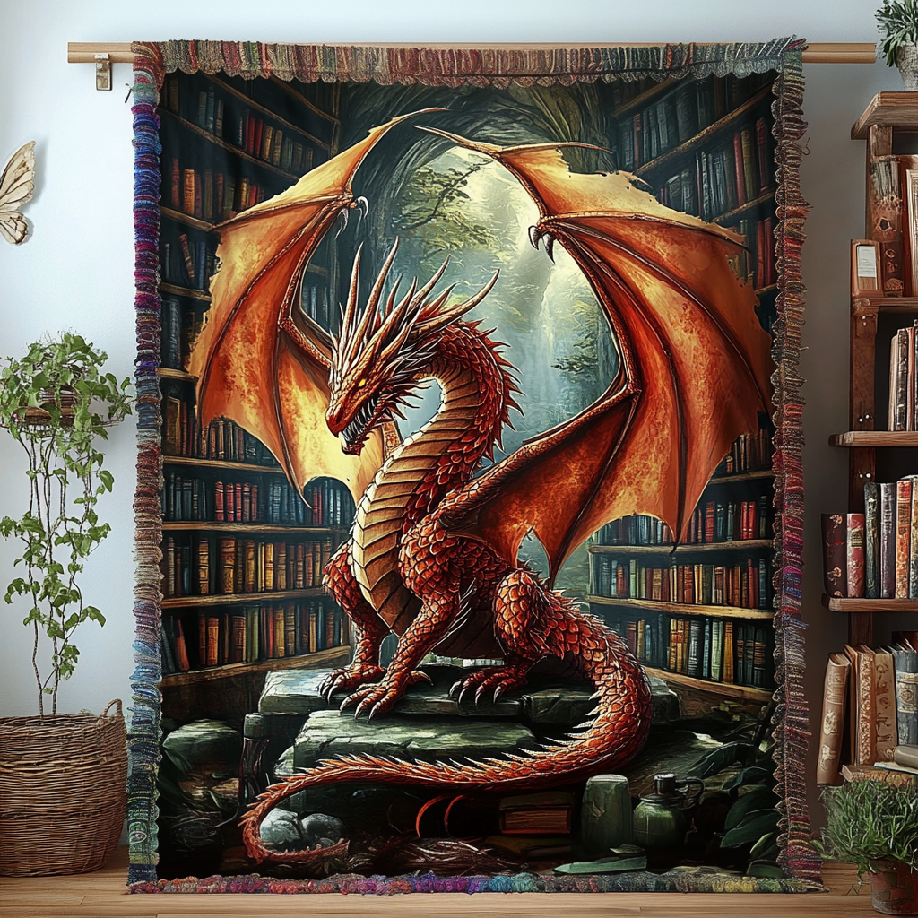 Woven Blanket in Dragon Literature by Louise London – product view