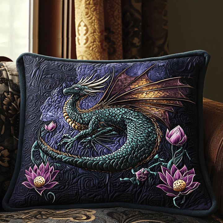 Quilted cushion cover with dragon kingdom NCU0DV6469