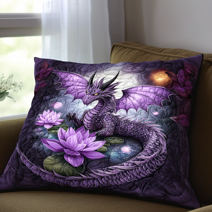 Quilted cushion cover with decorative dragon NCU0DV6344