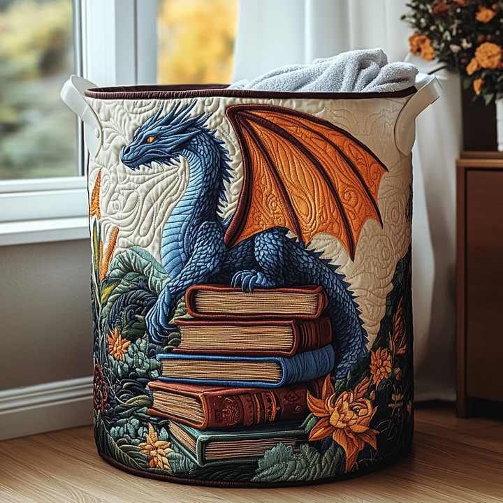 Quilted laundry basket with dragon by Louise London