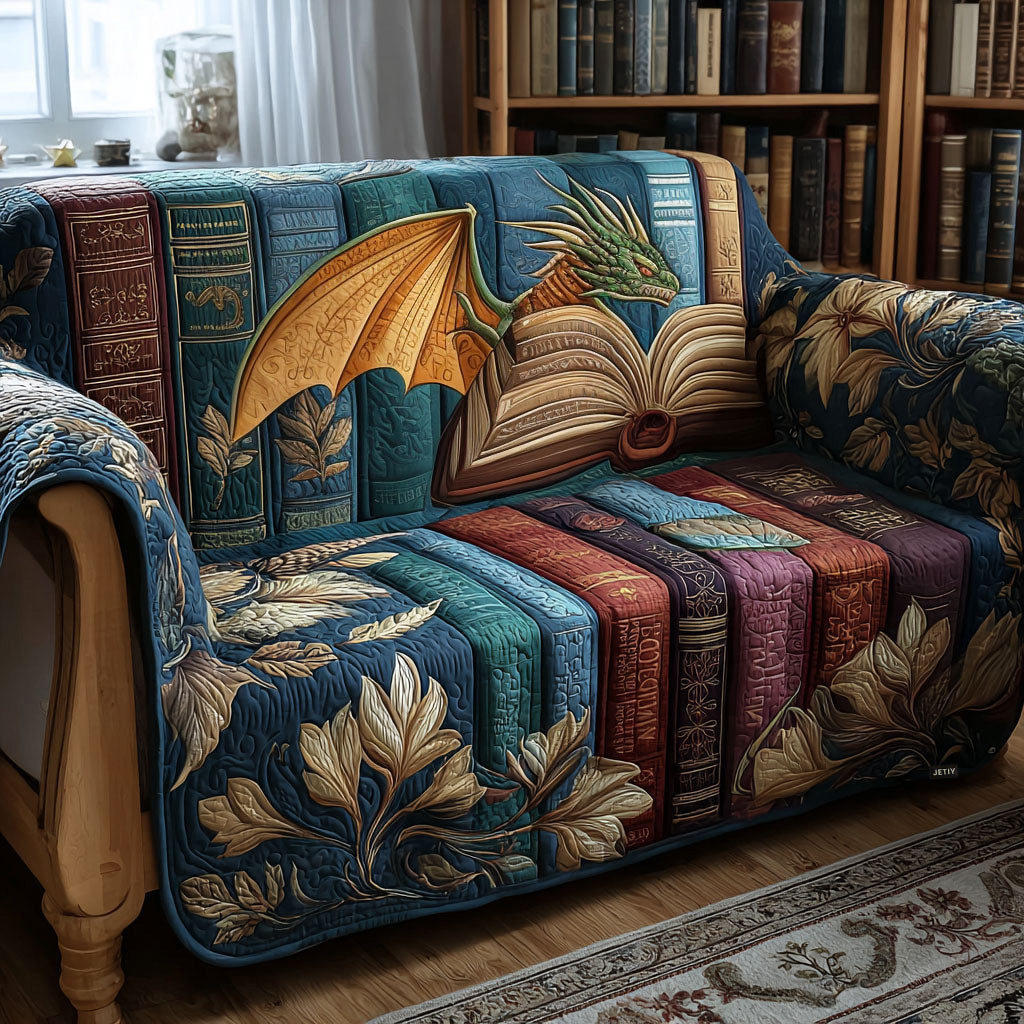 Quilted sofa cover with legendary dragon – Louise London