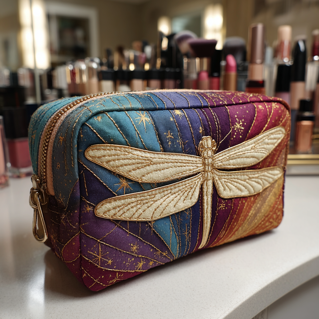 Dragonfly Charm quilted makeup bag – Louise London
