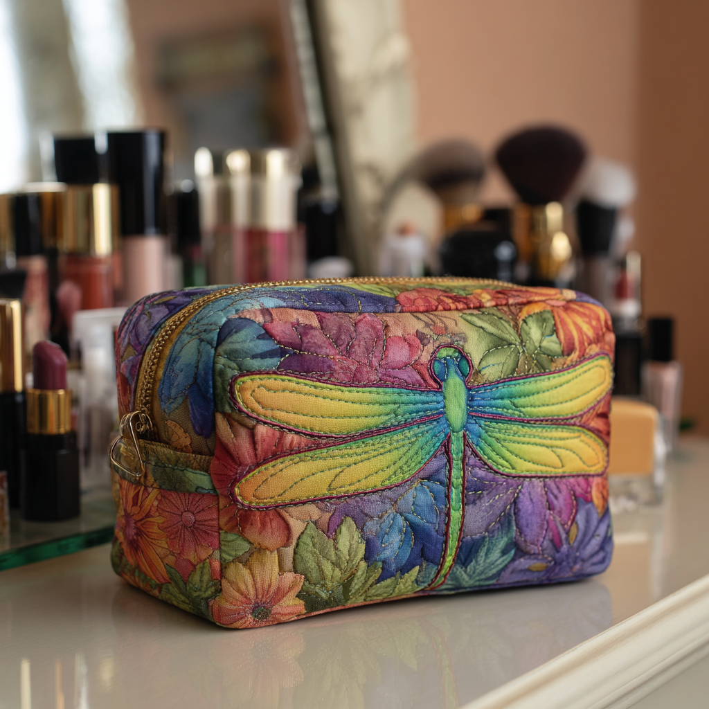 Dragonfly Fields quilted makeup bag – Louise London