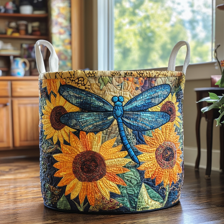Quilted laundry basket with dragonflies by Louise London