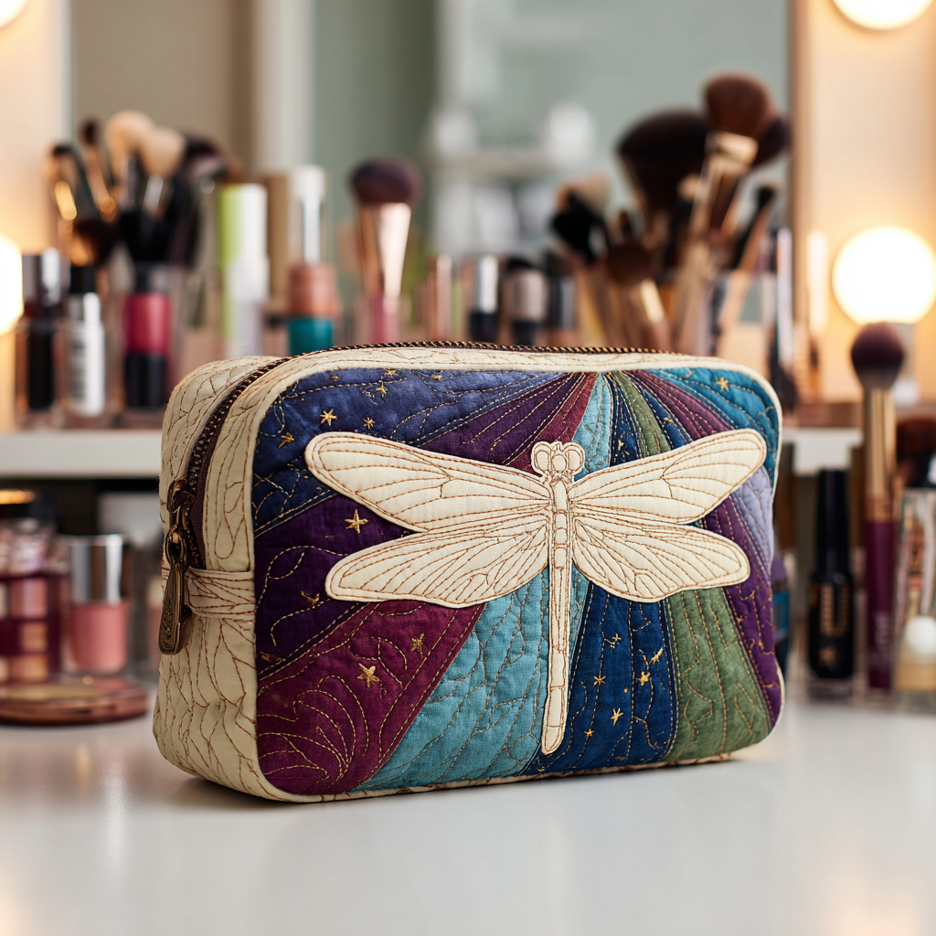 Dragonfly Garden quilted makeup bag – Louise London