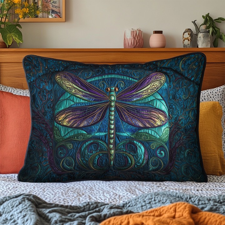 Quilted cushion cover with dragonfly wings NCU0DK7377