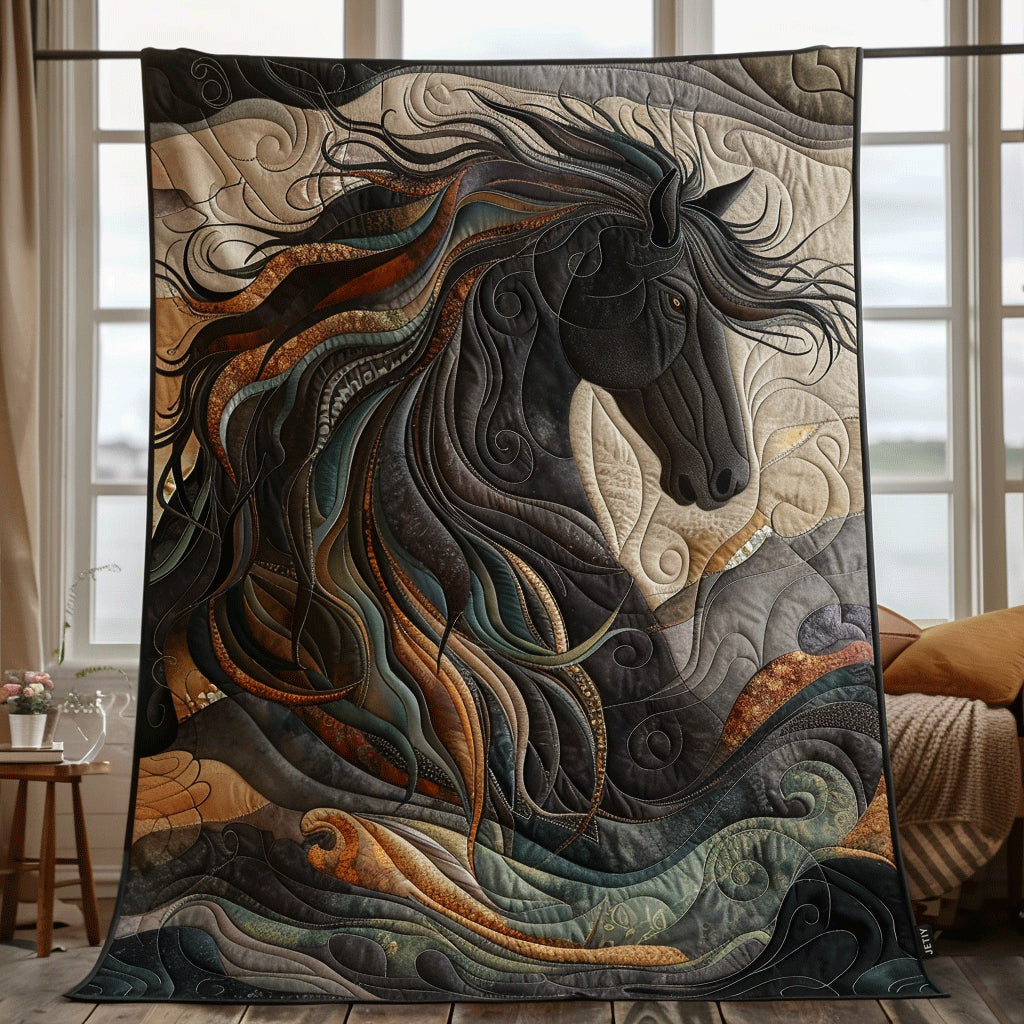 Quilted Blanket with Dynamic Horse Design – Louise London quilted blanket