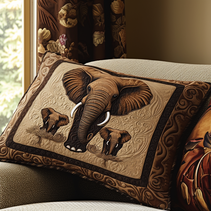 Quilted cushion cover with elephant in the forest NCU0DV6347