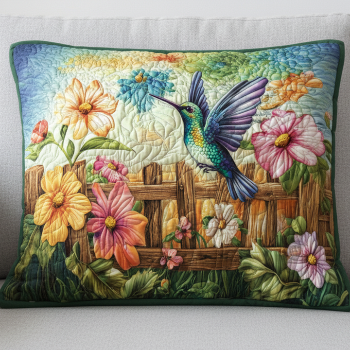 Quilted cushion cover in elegant emerald color by Louise London