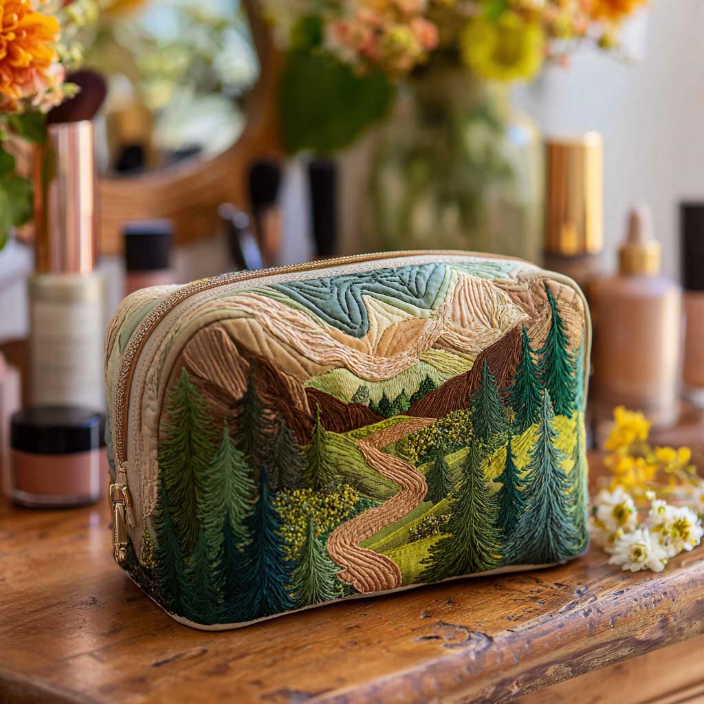 Emerald Canopy quilted makeup bag – Louise London