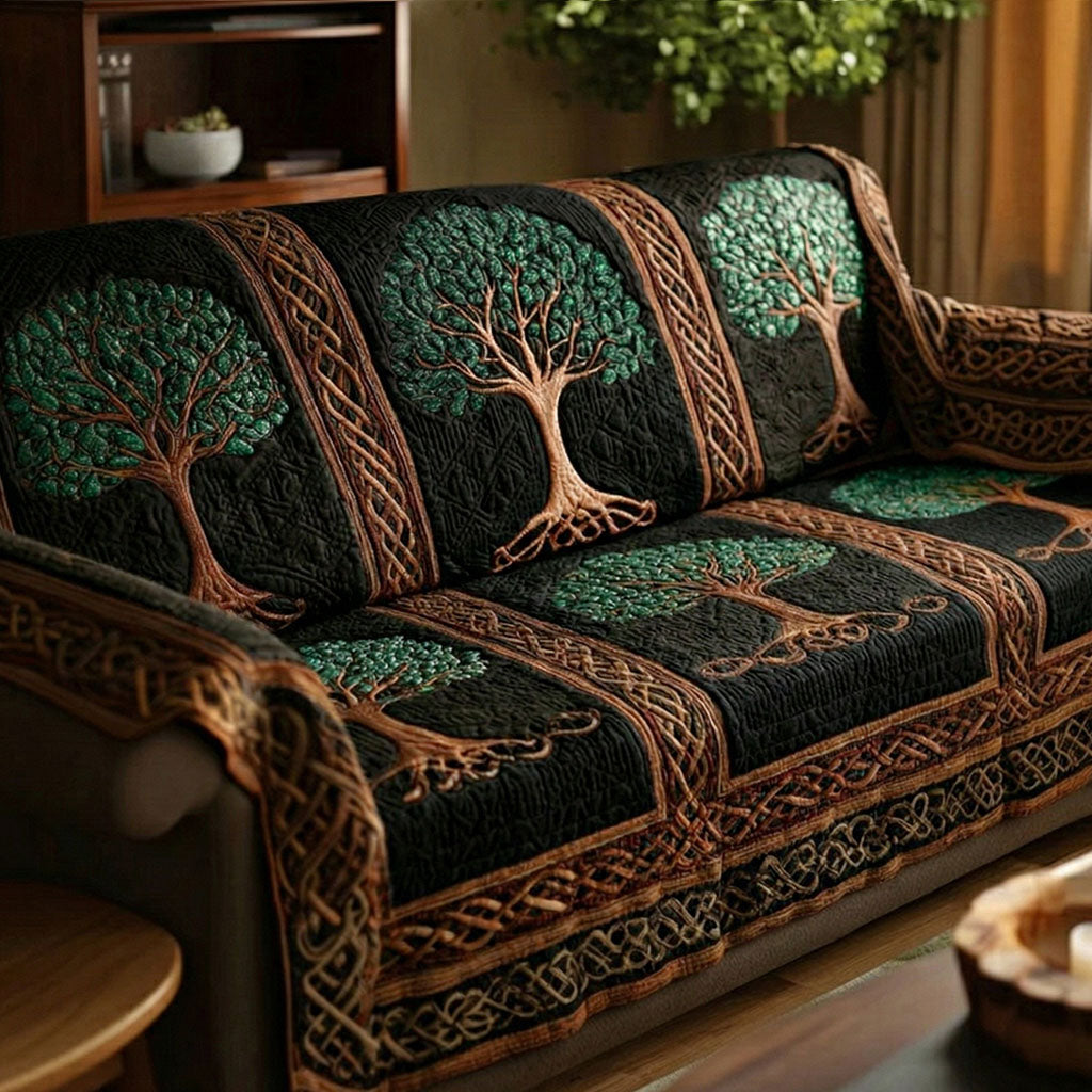 Quilted Sofa Cover with Tree of Life