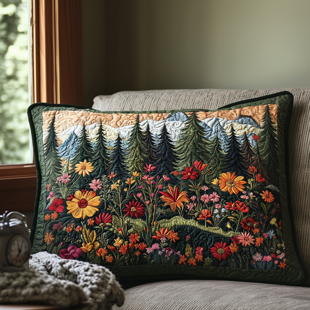Quilted cushion cover with enchanted forest NCU0DV6349