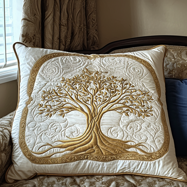 Quilted cushion cover with eternal tree NCU0DV6350