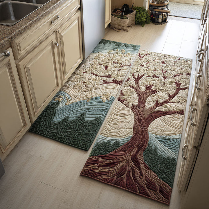 Non-slip kitchen rug with decorative branch by Louise London