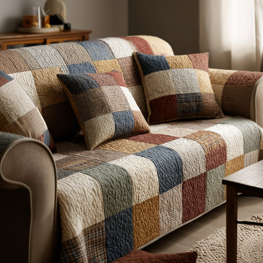 Quilted Patchwork Sofa Cover